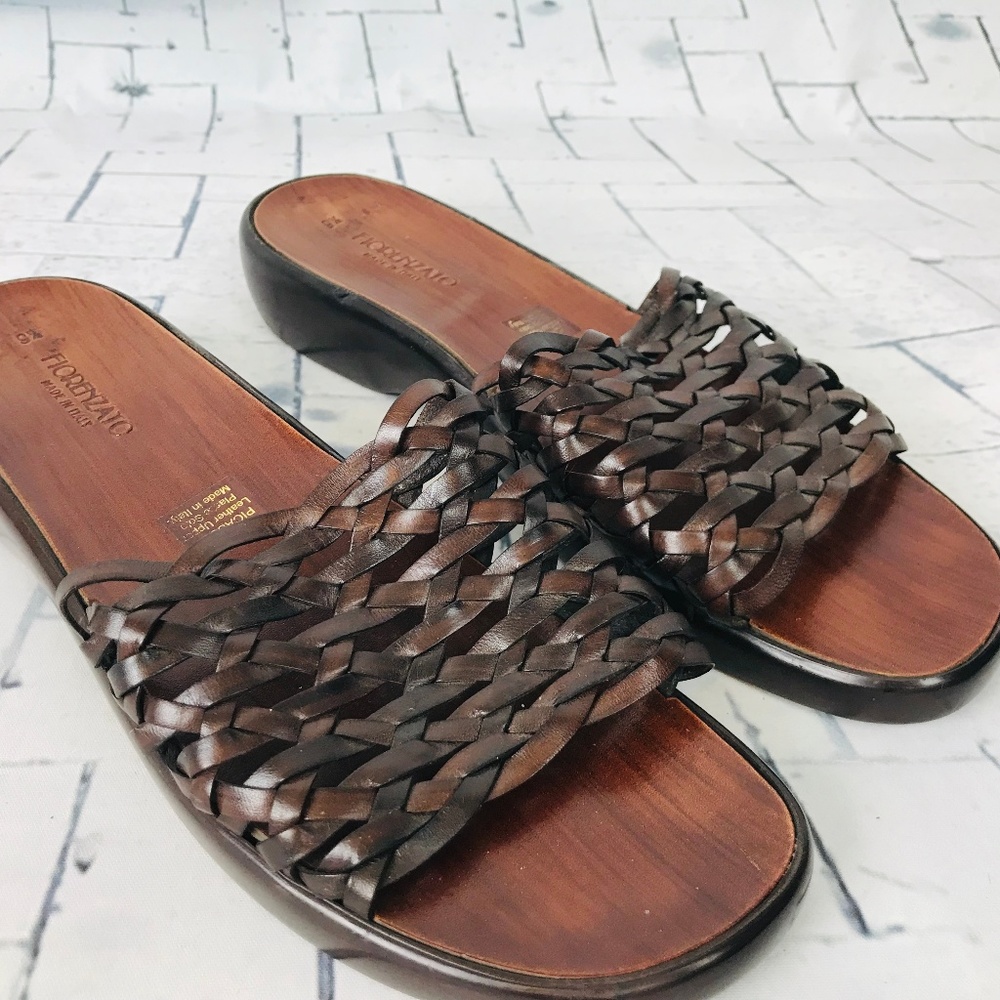 FIORENZATO PICASSO Made Italy Leather Slides EUC - Picture 1 of 8